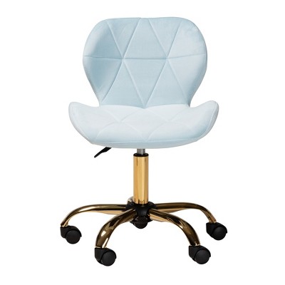 Savara Aqua Velvet and Gold Metal Adjustable Task Chair