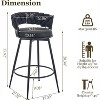 DYHOME 28 inch Bar Stools Set of 3, Modern Counter Height Bar Stools, 360° Swivel Suede Fabric Stool Chairs with Woven Back and Footrest - 2 of 4