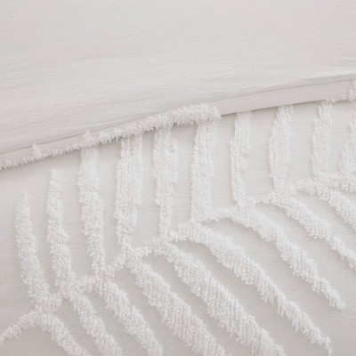 Full White Cotton Tufted Palm Comforter Set