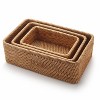 Aoibox Natural Rattan Fruit Storage Baskets, Rectangular Woven Wicker Box Set of 3 for Keys, Remotes, Stackable Home Decor - 2 of 4
