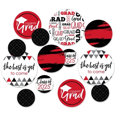 Big Dot of Happiness 2025 Red Graduation Party Giant Circle Confetti - Party Decorations - Large Confetti 27 Count