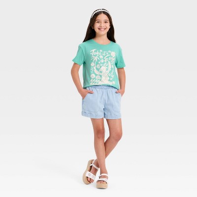 Disney Girls' Disney Lilo & Stitch Short Sleeve Graphic T-Shirt - Aqua Green L — фото 4