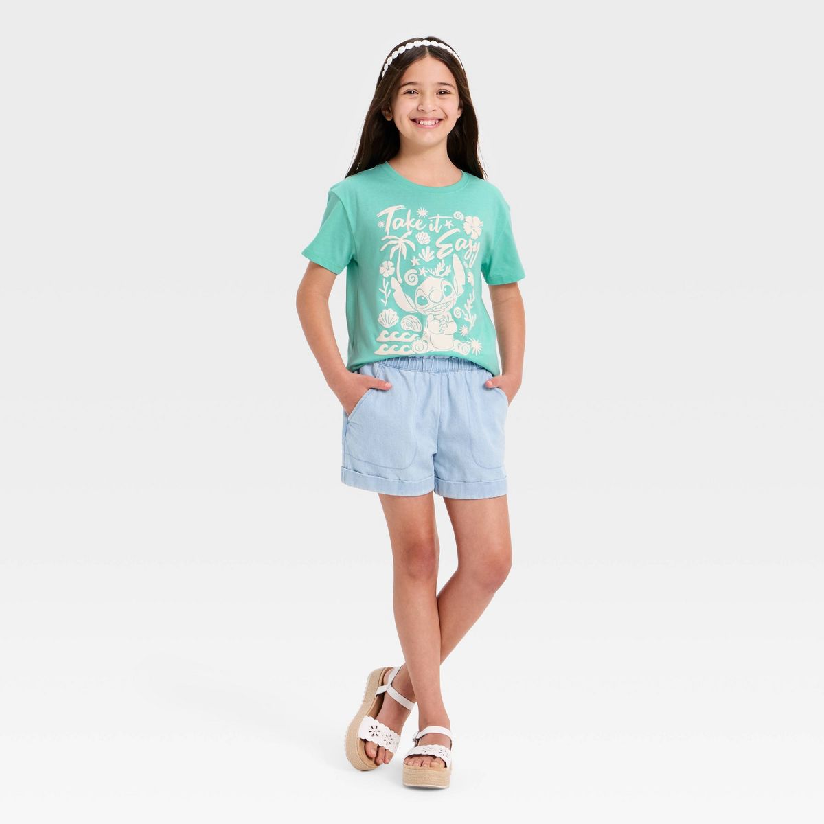 Girls' Disney Lilo & Stitch Short Sleeve Graphic T-Shirt - Aqua Green - thumbnail 4