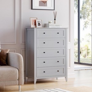 5-Drawer Tall Dresser, Farmhouse Style Wooden Storage Chest of Drawers with Deep Drawers for Bedroom, Living Room, Closet, Hallway - 1 of 4