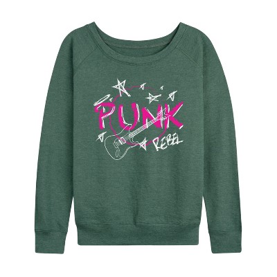 Women's - Instant Message - Punk Guitare Lightweight French Terry Wide Neck Long Sleeve Shirt