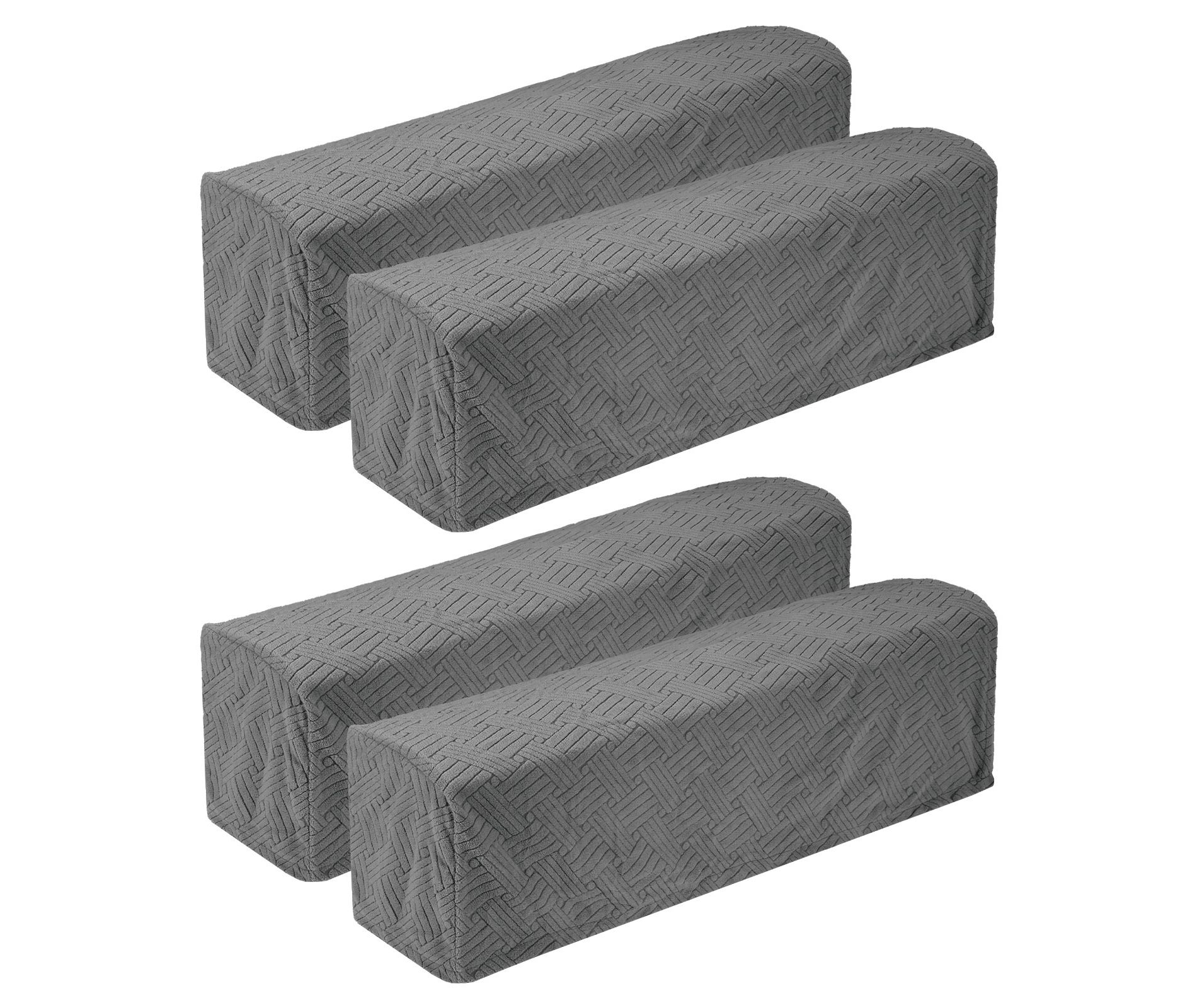 Unique Bargains Twill Stretch Soft Jacquard Non Slip Sofa Armrest Covers Deep Grey 4 Pcs