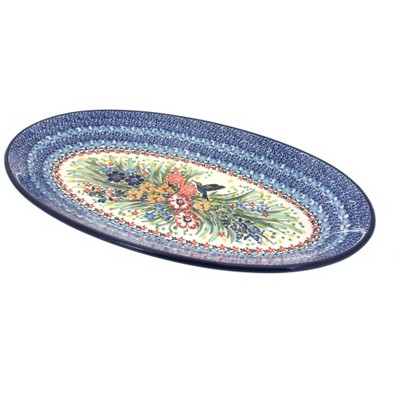 Blue Rose Polish Pottery Hummingbird Oval Platter : Target