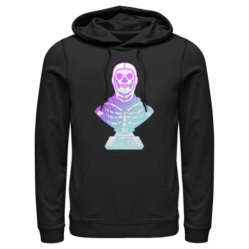 Men s Fortnite Skull Trooper All Hail Glow Pull Over Hoodie Black X Large