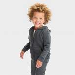 Toddler Boys' Fleece Zip-Up Hoodie Sweatshirt - Cat & Jack™ Charcoal Gray 5T
