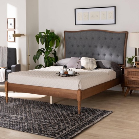 Baxton Studio Queen Randalin Fabric And Wood Platform Bed Gray