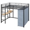Whisen Full Size Metal Loft Bed with Desk, Wardrobe, Shelves, Power Outlet & LED Light - 4 of 4
