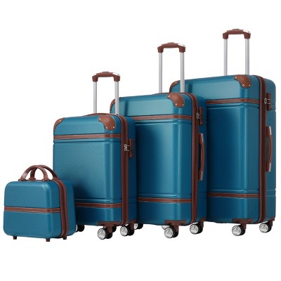 4 Piece ABS Luggage Set with Spinner Wheels TSA Lock and Travel Cosmetic Case Lightweight for Vacation - Cuddlewood