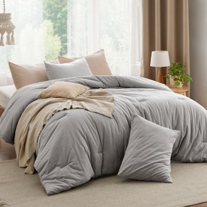 Bedsure Comforter Set – Cotton Fabric with Microfiber Fill, All-Season Bedding - 1 of 4