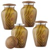 Reminded Adult Cremation Memorial Urn for Human Ashes, Wood Grain Brass Funeral Urn with Velvet Bag - 2 of 4