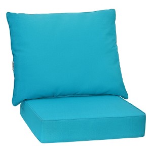 Costway 2PCS Deep Seat Chair Cushion Pads Set Indoor Outdoor W/ Rope Belts - 1 of 4