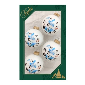 Glass Christmas Tree Ornaments - 67mm/2.63" [4 Pieces] Decorated Balls from Christmas by Krebs Seamless Hanging Holiday Decor - 1 of 4