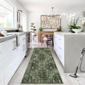 Washable Vintage Area Rug Large Boho Non-Slip Rug for Living Room Bedroom Oriental Medallion Print Floor Carpet - 1 of 4