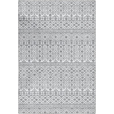 Vintage Geometric Striped Print Area Rug Runner Rug Washable Rug Stain Resistant Runner Rug with Non-Slip Backing Low Pile Floor Cover Taupe