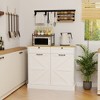 Farmhouse Kitchen Trash Can Storage Cabinet with 2 Drawers & 1 Tilt Out Trash Cabinet with 2 Spice Storage Shelves for Kitchen, Dinning Room - 4 of 4