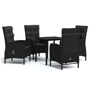 vidaXL Patio Dining Set with Cushions Gray and Black Garden Chair 3/5/7 Piece - 31.5" Table Length Black 4 Items - 1 of 4