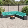 vidaXL 10 Piece Patio Sofa Set with Cushions Black Poly Rattan - Black and Blue - 2 of 4