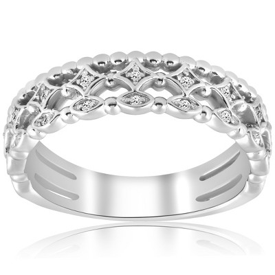 Pompeii3 1/8ct Vintage Diamond Stackable Wedding Ring 14k White Gold