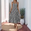 Womens Summer Maxi Dress Sleeveless Floral Spaghetti Strap Smocked Boho Beach Long Dress - 4 of 4