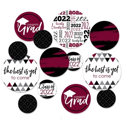 Big Dot of Happiness Maroon Grad - Best is Yet to Come - 2022 Graduation Party Giant Circle Confetti - Burgundy Party Décor - Large Confetti 27 Count