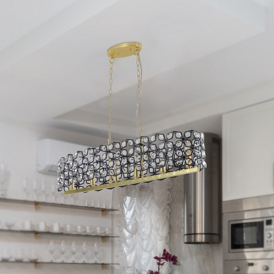 Modern Crystal Chandeliers 6-Light Oval K9 Crystal Pendant Light Luxurious Hanging Lamp for Living Room Dining Room Foyer Kitchen Island transparent