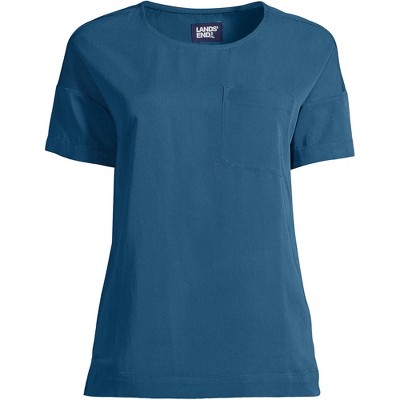 Lands' End Women's Petite Rayon Short Sleeve Tee - Large - Evening Blue ...