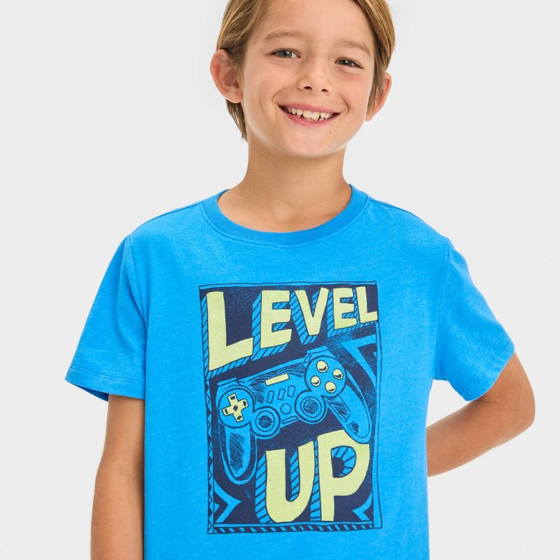 Boys' Short Sleeve Gaming 'Level Up' Graphic T-Shirt - Cat & Jack™ Blue, 3 of 5