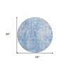 Denim Blue And Ivory Abstract Washable Indoor Outdoor Area Rug - 3 of 4