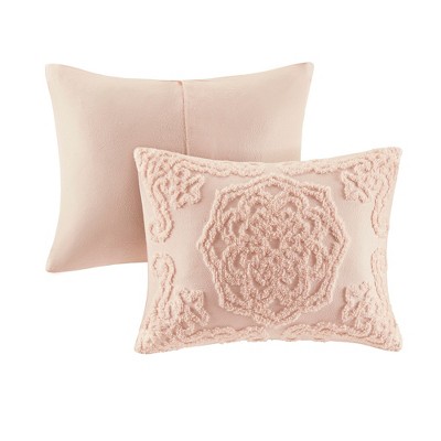 Blush Tufted Cotton Chenille Medallion King/Cal King Duvet Set