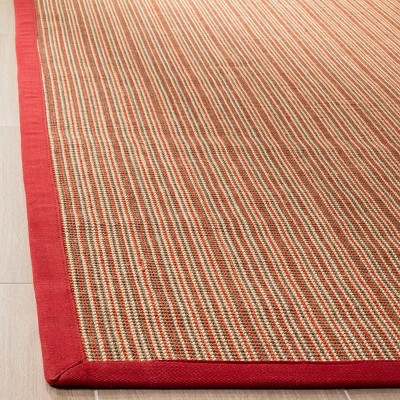 Handmade Square Brown and Red Stripe Sisal Area Rug