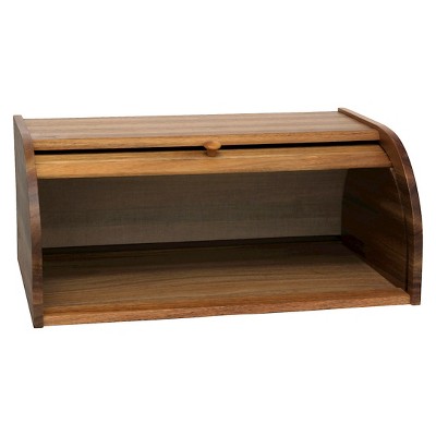 Acacia Wood Rolltop Bread Box with Natural Finish