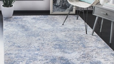 Amelia Grey and Blue Synthetic Runner Rug - 2'2" x 14'