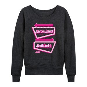 Women's - Barbie - Barbieland Real World This Way Signs Lightweight French Terry Slouchy - 1 of 4