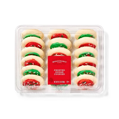 Holiday Green & Red Frosted Sugar Cookies - 24.3oz - Wondershop™