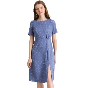 INSPIRE CHIC Women's Polka Dot Short Sleeve Round Neck Midi Dress - 1 of 4