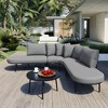 CAVINAS Outdoor Patio Conversation Sets, Half-Moon Outdoor Couch Set, All-Weather Iron Frame Outdoor Sofa Set for Balcony, Garden - 3 of 4