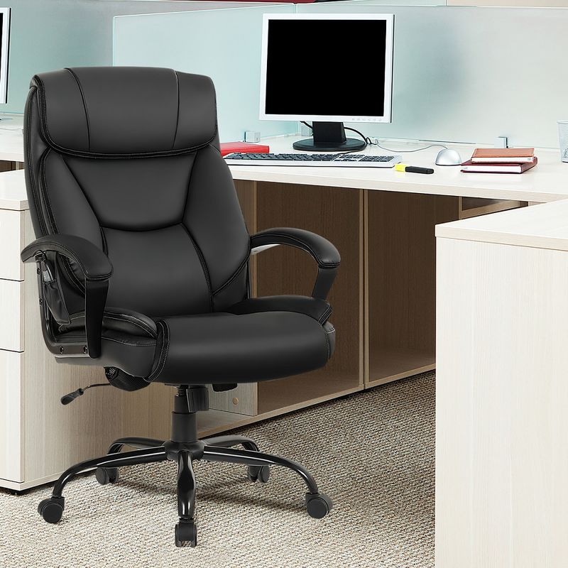 Costway Big & Tall 500lb Massage Office Chair E xecutive PU Leather Computer Desk Chair, 4 of 11