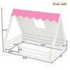 TIRAMISUBEST Twin/Full Size Kids House Bed Frame with Tent & Light Strips, Wooden Floor Bed with Guardrail - 4 of 4