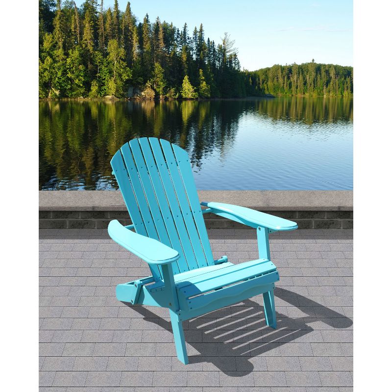 Northbeam Outdoor Lawn Garden Portable Foldable Wooden Adirondack Accent Chair, Deck, Porch, Pool and Patio Seating with 250 Pound Capacity, Teal, 3 of 7