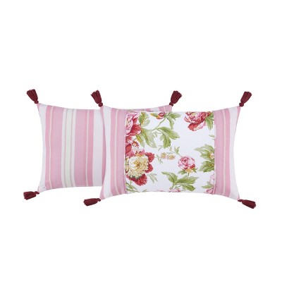 1 Piece Berry 14 x 20 WAVERLY Forever Peony Reversible Traditional Floral Decorative Throw Pillows for Bed 
