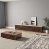 POVISON 95"Modern Minimalist Wood TV Stand with Matte Sintered Stone Tabletop, Slatted Entertainment Center, Wood TV Console, Perfect for 85-inch TVs - 3 of 4