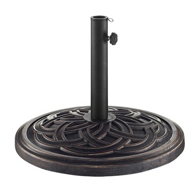 Carden Round Weave Umbrella Stand Antique Bronze - Saracina Home: Outdoor Holder, Rust-Resistant, Locking Peg
