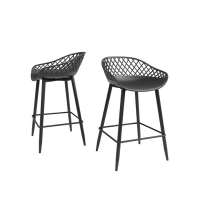 Set of 2 26" Kurv Counter Height Barstool Black - Jamesdar