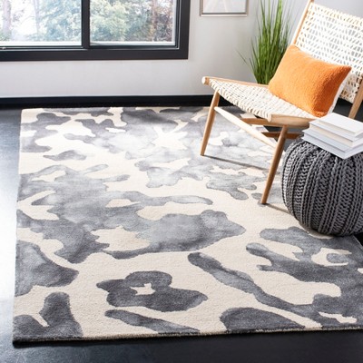 Handmade Black and Beige Wool Tufted Area Rug