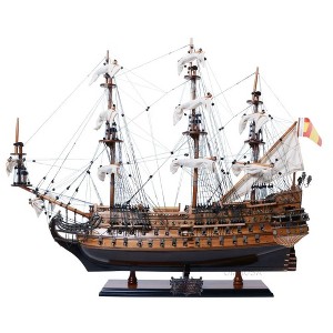 Wooden Galleon Ship Model 28" - San Felipe Spanish Armada Replica with Cannons By Old Modern Handicrafts - 1 of 4