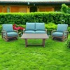Courtyard Casual Avalon FSC Teak Motion  4 pc Loveseat Seating Group  Includes: One Loveseat, One Coffee Table and Two Swivel Gliders - 2 of 4